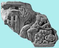 Le site archéologique de Milet en Anatolie. Bas-relief d'Apollon Delphinios. Cliquer pour agrandir l'image.
