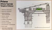 Le site archéologique de Priène en Anatolie. Plan du temple d'Athéna. Cliquer pour agrandir l'image.