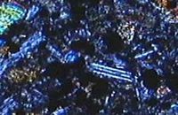 Basalte. Matrice: Microlite de Plagioclase en LPA. Cliquer pour agrandir l'image.