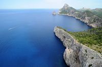 Peninsula and Cape Formentor in Mallorca - The island of Pigeon seen from the viewpoint of Dovecote. Click to enlarge the image in Adobe Stock (new tab).