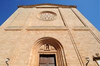 The town of Llucmajor in Mallorca - The facade of the church of Saint-Michel. Click to enlarge the image in Adobe Stock (new tab).