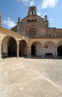 City Porreres Mallorca - The facade of the chapel sanctuary Monti-sion. Click to enlarge the image in Adobe Stock (new tab).