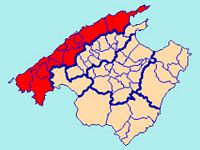 Le comté de Serra de Tramuntana à Majorque. Situation (auteur Joan M. Borràs). Cliquer pour agrandir l'image.