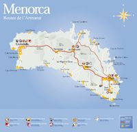 A ilha de Minorca - Mapa das estradas do artesanato. Clicar para ampliar a imagem.