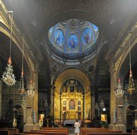 Nave of the basilica of Lluc. Click to enlarge the image.