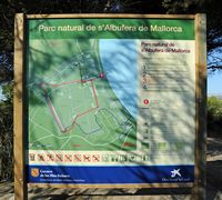 The Albufera Natural Park is in Mallorca - Information board at the park entrance. Click to enlarge the image.