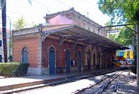 Het noordoosten van de oude stad van Palma de Mallorca - Station van de trein van Sóller in Palma de Mallorca. Klikken om het beeld te vergroten.