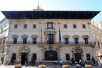 Le sud-ouest de la vieille ville de Palma de Majorque. Hôtel de Ville de Palma. Cliquer pour agrandir l'image.