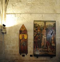 De schatkist van de kathedraal van Palma de Mallorca - Altaarstuk van Sint Sebastiaan van de gotische kapittelzaal. Klikken om het beeld te vergroten.