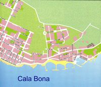 A aldeia Cala Bona em Maiorca - Plano da aldeia. Clicar para ampliar a imagem.