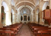 Le sanctuaire de Gràcia de Randa à Majorque. La nef de l'église (auteur Frank Vincentz). Cliquer pour agrandir l'image.