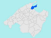 La ville d'Alcúdia à Majorque. Situation d'Alcudia à Majorque (auteur Joan M. Borràs). Cliquer pour agrandir l'image.