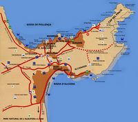 La ville d'Alcúdia à Majorque. Plan de la presqu'île de la Victória. Cliquer pour agrandir l'image.