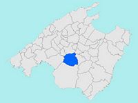 A cidade de Algaida em Maiorca - Situação da comuna Algaida à Maiorca (autor Joan M. Borràs). Clicar para ampliar a imagem.