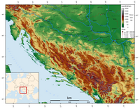 Carte physique de la Bosnie et Herzégovine. Cliquer pour agrandir l'image.