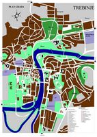 La ville de Trebinje en Herzégovine. Plan de la ville. Cliquer pour agrandir l'image.