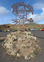 The town of Haría in Lanzarote. The viewpoint of the Rio (Mirador del Río). Emblem of the watchtower. Click to enlarge the image in Adobe Stock (new tab).