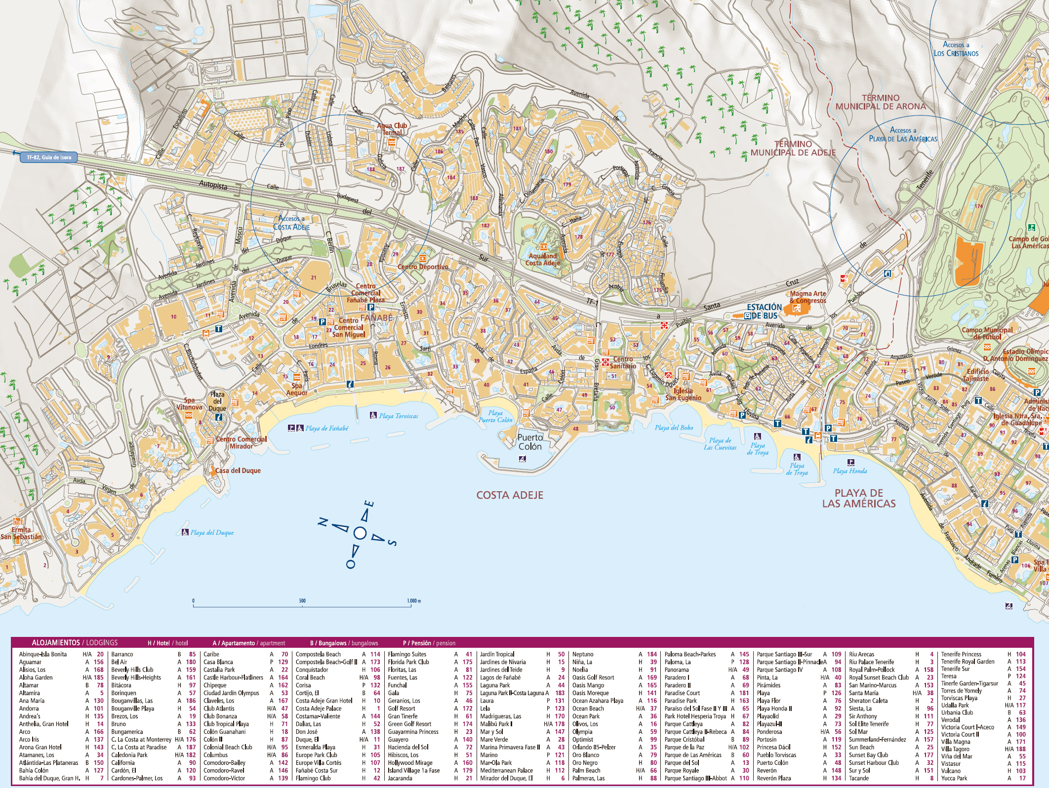 Interaktive Karte des Viertels Costa Adeje auf Teneriffa