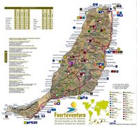 The island of Fuerteventura in the Canary Islands. Tourist map of the island of Fuerteventura (Canary Tourism Office author). Click to enlarge the image.