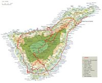 Die Insel Teneriffa auf den Kanarischen Inseln. Karte von der Insel Teneriffa (Kanarische Tourismus-Zentrale Autor). Klicken, um das Bild zu vergrößern