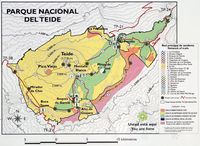 Le parc national du Teide à Ténériffe. Carte du parc. Cliquer pour agrandir l'image.