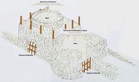 Het dorp en het natuurmonument van Ajuy in Fuerteventura. Plan van kalkovens (auteur Frank Vincentz). Klikken om het beeld te vergroten.