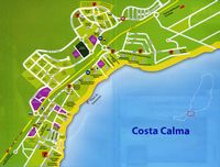 A aldeia de Costa Calma em Fuerteventura. Mapa da estância balnear. Clicar para ampliar a imagem.