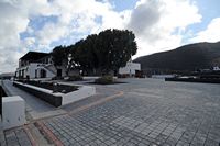 Het dorp La Geria in Lanzarote. Het wijnhuis Rubicon. Klikken om het beeld te vergroten.