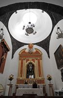 A aldeia de Mancha Blanca em Lanzarote. A cúpula da igreja de Nossa Senhora das Dores. Clicar para ampliar a imagem.