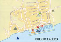 A aldeia de Puerto Calero em Lanzarote. Mapa da estância balnear. Clicar para ampliar a imagem.
