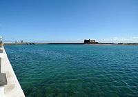 De stad Arrecife in Lanzarote. Fort Sint-Gabriël. Klikken om het beeld te vergroten.