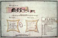 The city of Arrecife in Lanzarote. Map of Fort St. Gabriel. Click to enlarge the image.