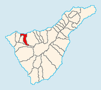 A cidade de Garachico em Tenerife. Localização de Garachico em Tenerife (autor Jerbez). Clicar para ampliar a imagem.
