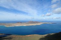 The town of Haría in Lanzarote. The viewpoint of the Rio (Mirador del Río). The island of La Graciosa view from the lookout. Click to enlarge the image.