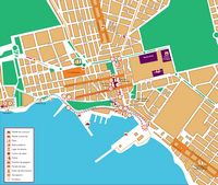 A cidade de Puerto del Rosario em Fuerteventura. Mapa da cidade de Puerto del Rosario. Clicar para ampliar a imagem.