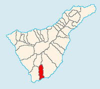 A cidade de San Miguel de Abona em Tenerife. A localização da comuna (autor Jerbez). Clicar para ampliar a imagem.