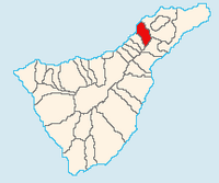 La ciudad de Tacoronte en Tenerife. Ubicación de Pueblo (Jerbez autor). Haga clic para ampliar la imagen.