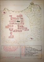 La città di Teguise a Lanzarote. Mappa della città nel 1686. Clicca per ingrandire l'immagine.