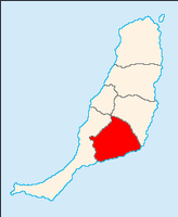 A cidade de Tuineje em Fuerteventura. Localização de Tuineje em Fuerteventura (autor Jerbez). Clicar para ampliar a imagem.