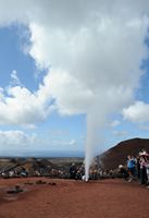 The town of Yaiza in Lanzarote. Artificial Geyser in Timanfaya. Click to enlarge the image.