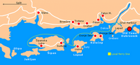Mapa das ilhas Elafitas. Clicar para ampliar a imagem.