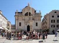 La ville close de Dubrovnik en Croatie. Quartier de la Loge. Église Saint-Blaise. Cliquer pour agrandir l'image.