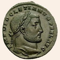 Valuta di bronzo all'effigie di Diocleziano. Clicca per ingrandire l'immagine.