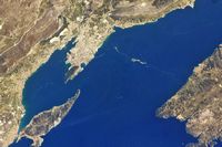 La ville de Split en Croatie. Split vue depuis un satellite. Cliquer pour agrandir l'image.