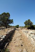 Le village de Palékastro en Crète. Le sud de la grand-rue du site archéologique de Roussolakkos. Cliquer pour agrandir l'image dans Adobe Stock (nouvel onglet).