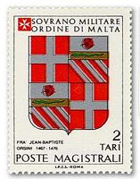 Ridders van Rhodos - Postzegel, wapens van Giovanni battista orsini. Klikken om het beeld te vergroten.