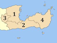 La province du Lassithi en Crète. Carte des communes de la province du Lassithi (auteur Pitichinaccio). Cliquer pour agrandir l'image.