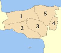 La province de Réthymnon en Crète. Carte des communes de la province de Réthymnon (auteur Pitichinaccio). Cliquer pour agrandir l'image.