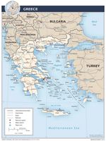 Informations touristiques sur la Grèce. Carte des transports (auteur CIA). Cliquer pour agrandir l'image.