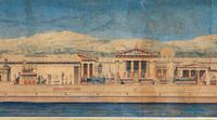 Le sanctuaire d'Apollon à Délos en Grèce. Reconstitution romantique par Nénot, 1882. Cliquer pour agrandir l'image.